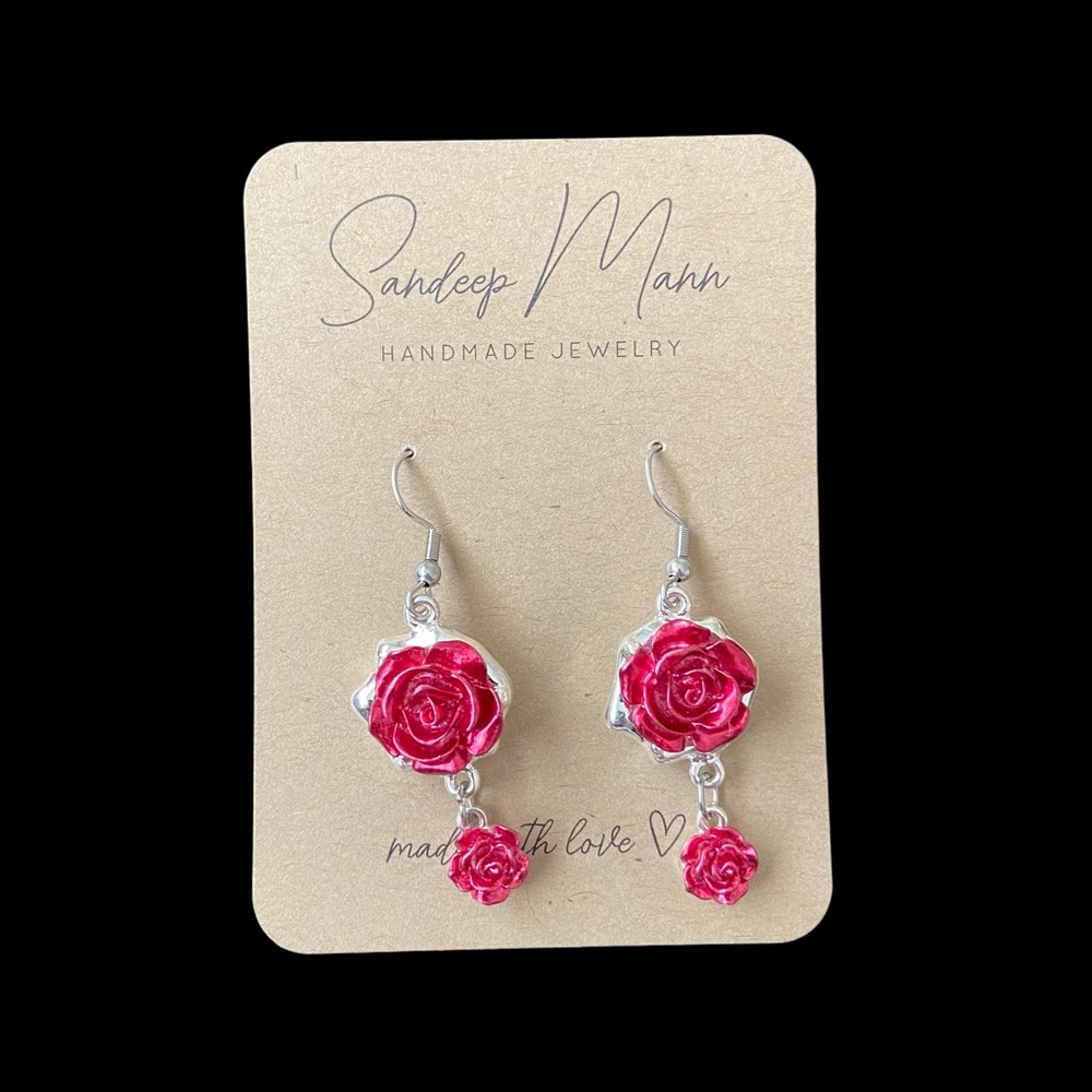 Handcrafted rose earrings